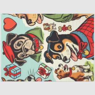 Süße Retro-Hunde-Comics Seidenpapier