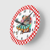 Süße Retro-Jukebox-Server Runde Wanduhr (Winkel)