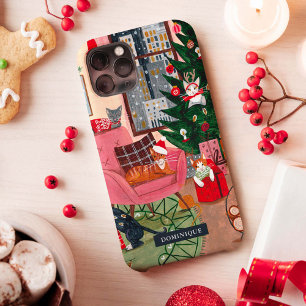 Süße Retro-Katzen Weihnachten Case-Mate iPhone Hülle