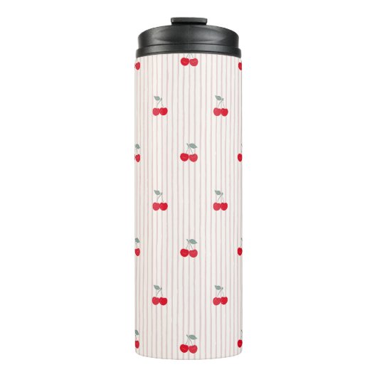 Süße Retro-Kirsch-Muster-Herz-Glasur Thermosbecher (Vorderseite)