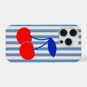 Süße Retro-Kirschstreifen iPhone Hülle (Rückseite (Horizontal))