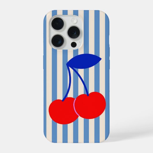 Süße Retro-Kirschstreifen iPhone Hülle (Rückseite)