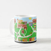 Süße Retro-Kunst illustrierte College-Campus-Tasse Kaffeetasse (Vorderseite Links)