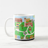 Süße Retro-Kunst illustrierte College-Campus-Tasse Kaffeetasse (Links)
