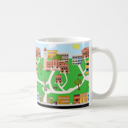 Süße Retro-Kunst illustrierte College-Campus-Tasse Kaffeetasse (Rechts)