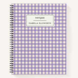 Süße Retro-Lila-Gingham-Karo-Personalisiertes Reze Notizblock