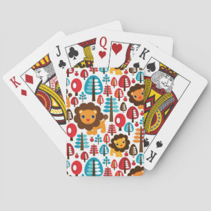 süße retro Löwe Kinder Illustration Spielkarten