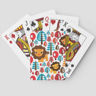 süße retro Löwe Kinder Illustration Spielkarten