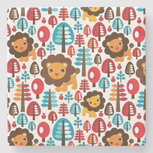 süße retro Löwe Kinder Illustration Steinuntersetzer
