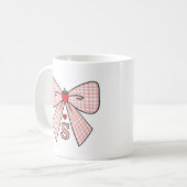 Süße Retro-Monogramm-Initialen Strawberry Coquette Kaffeetasse (Vorderseite Links)
