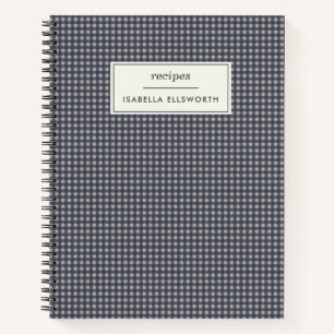 Süße Retro-Navy-Gingham-Karo-Personalized-Rezept Notizblock