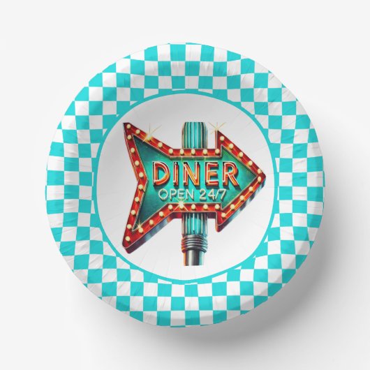 Süße Retro-Party im Diner Pappteller (Vorderseite)