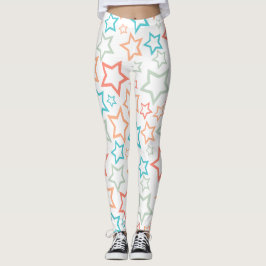 Süße Retro-Pastell-Sterne Sommerstrand Leggings