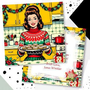 Süße Retro-Pop-Art-personalisierte Weihnachten Karte