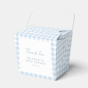 Süße Retro-Preppy-Hellblaue-Gingham-Baby-Shower Geschenkschachtel