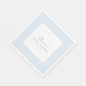 Süße Retro-Preppy-Hellblaue-Gingham-Baby-Shower Serviette (Ecke)