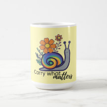 Süße Retro-Regenbogen-Blumen-Schnecken-Kaffeetasse