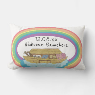 Süße retro Regenbogen-Noah-Arche auf Weiß Lendenkissen
