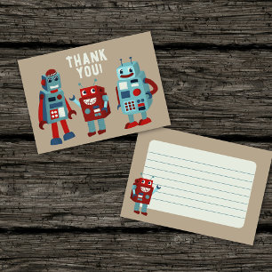 Süße Retro-Roboter-Kinder-Flachpaneel Dankeskarte
