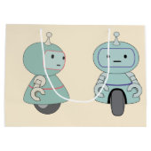 Süße Retro-Roboter-Muster Große Geschenktüte (Rückseite)