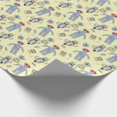 Süße Retro-Roboter und Computer mit individueller Geschenkpapier (Ecke)