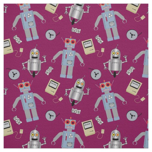Süße Retro-Roboter und Computer Stoff (Muster)