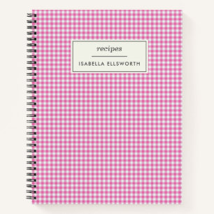 Süße Retro-Rosa-Gingham-Karo-Personalisiertes Reze Notizblock