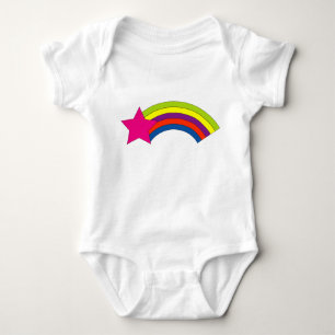 Süße Retro-Rosa Sternschnuppe Bunter Regenbogen Baby Strampler