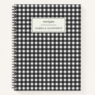 Süße Retro-Schwarze Gingham-Karo-Personalisierte R Notizblock