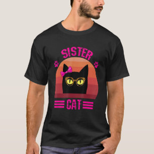 Süße Retro-Schwesterkatze mit Leopardenbrille  T-Shirt