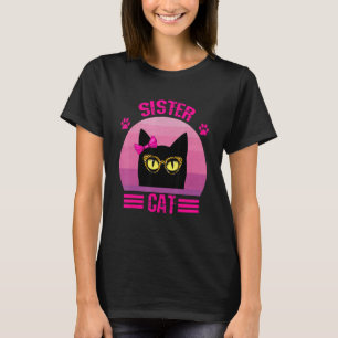Süße Retro-Schwesterkatze mit Leopardenbrille T-Shirt