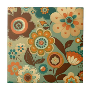 Süße Retro-Vintage-Blumen Fliese