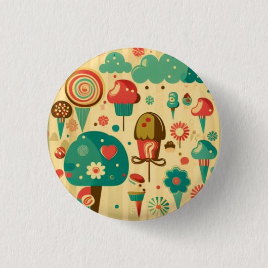 Süße Retro-Vintage-Eiscremes Button (Vorderseite)