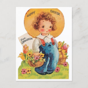 Süße retro-vintage Enkelkind-Feiertagspostkarte Feiertagspostkarte