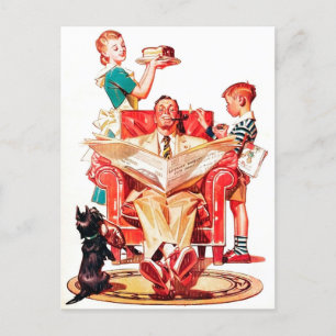 Süße Retro Vintage-Familien-Postkarte für jeden Zw Feiertagspostkarte