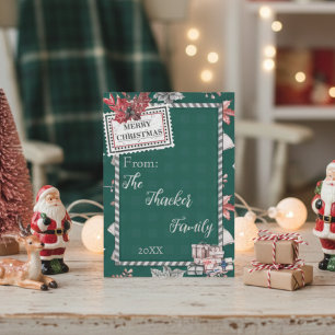 Süße Retro Vintage Grüne Weihnachtskarte Feiertagskarte