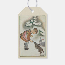 Süße Retro-Vintage-Hasen in Winterlandschaft