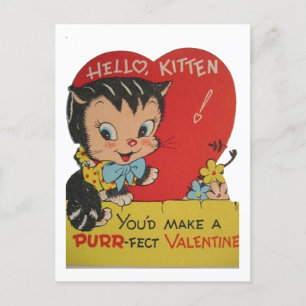 Süße Retro Vintage Katze Valentine Feiertagspostkarte