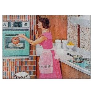 Süße Retro-Vintage-Kochdame Küche Schneidebrett