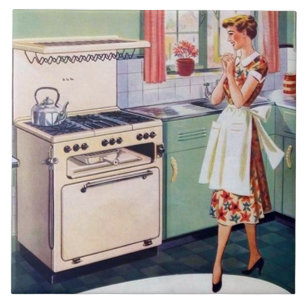 süße retro vintage Küchen dame Fliese