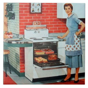 süße retro-vintage-küchen-dame fliese