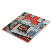 süße retro-vintage-küchen-dame fliese (Seite)