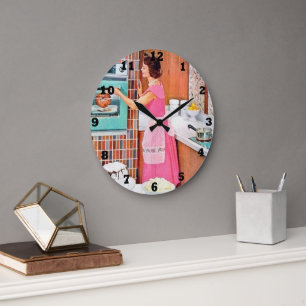 süße Retro-Vintage-Küchen-Dame Große Uhr