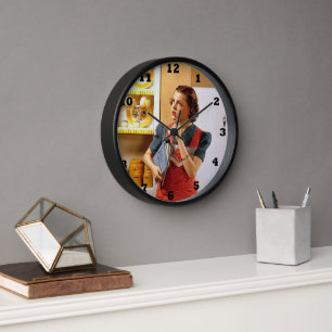 Süße Retro-Vintage-Küchen-Dame Uhr