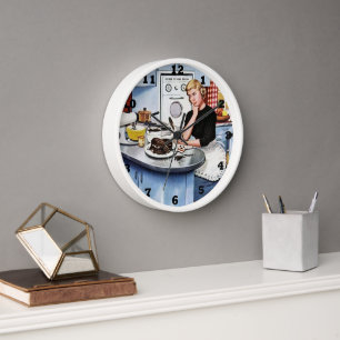 Süße Retro Vintage Küchen Dame Uhr