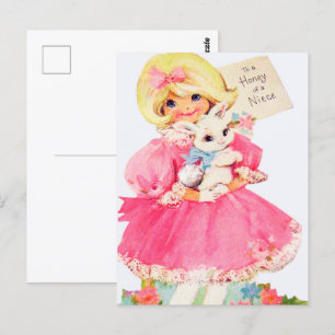 süße retro vintage Ostern Nichte Postkarte