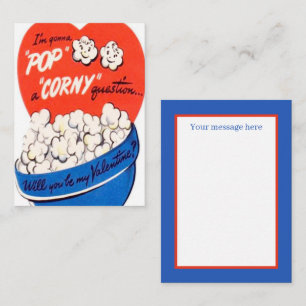 süße retro-vintage-Popcorn-Valentinstag Mitteilungskarte