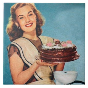 Süße Retro-Vintage-Torte Dame Küche Fliese