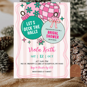 Süße Retro-Weihnachten Deck the Halls Brautparty Einladung