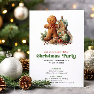 Süße retro-Weihnachts-Pfefferkuchen-Mann-Party-Ein Einladung